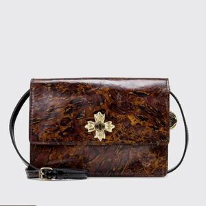Patricia Nash Italian Leather Consilina Floret Organizer Crossbody Animal Print